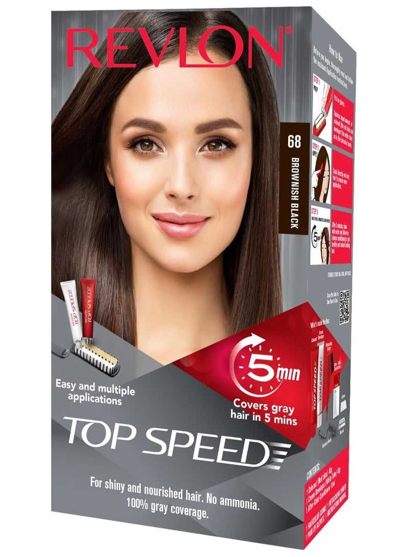 ريفلون صبغة شعر ريفلون توب سبيد للنساء، أسود بني 68 | خالية من الأمونيا | مع خلاصة جذر الجينسنغ وعرق اللؤلؤ - Image 1