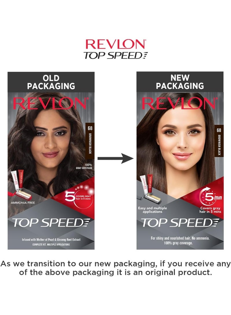 ريفلون صبغة شعر ريفلون توب سبيد للنساء، أسود بني 68 | خالية من الأمونيا | مع خلاصة جذر الجينسنغ وعرق اللؤلؤ - Image 3