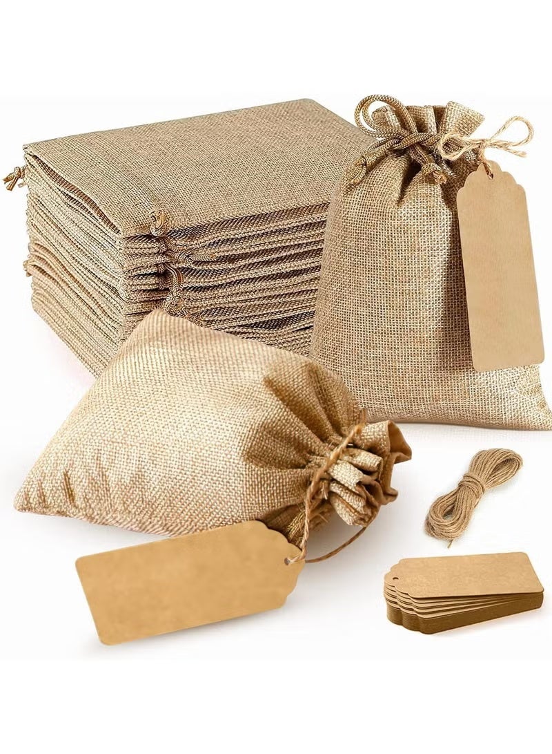 اسرلي وايت ٢٠ كيسًا برباط - أكياس من الجوت مقاس ٤ × ٥.٥ بوصة لحفلات الزفاف، والحفلات، والمجوهرات، وعيد الميلاد، والقهوة، والأعمال اليدوية - Image 1