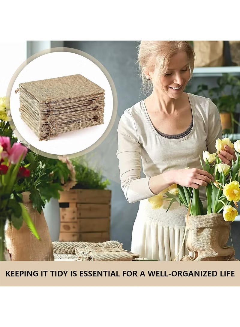 اسرلي وايت ٢٠ كيسًا برباط - أكياس من الجوت مقاس ٤ × ٥.٥ بوصة لحفلات الزفاف، والحفلات، والمجوهرات، وعيد الميلاد، والقهوة، والأعمال اليدوية - Image 3