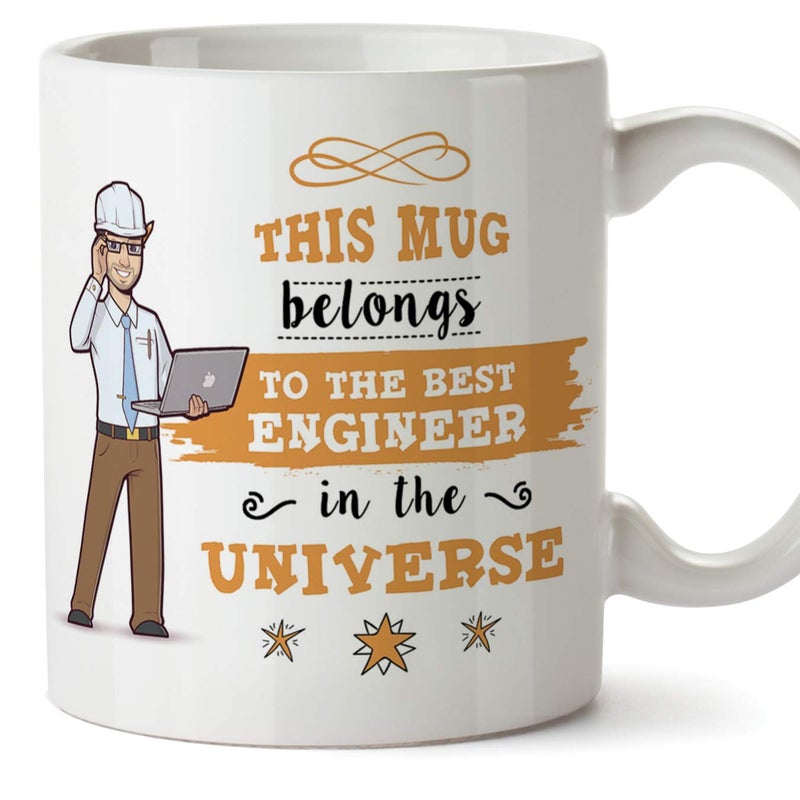 MUGFFINS Engineer Original Mug Cup This Mug Belongs to The Best Engineer in The Universe - 11 oz Ceramic - Image 1