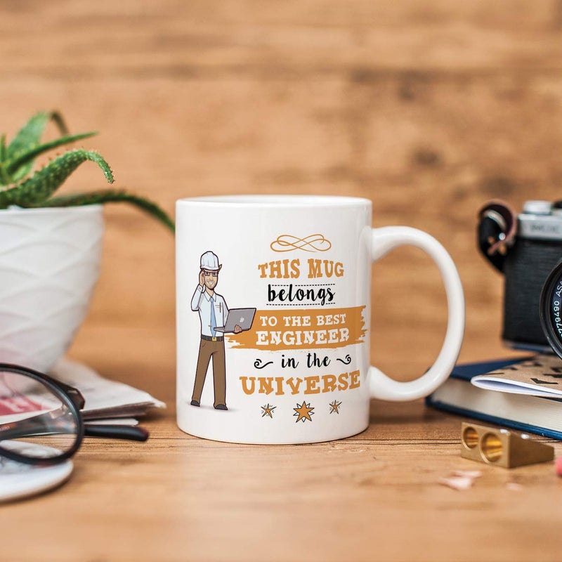MUGFFINS Engineer Original Mug Cup This Mug Belongs to The Best Engineer in The Universe - 11 oz Ceramic - Image 3