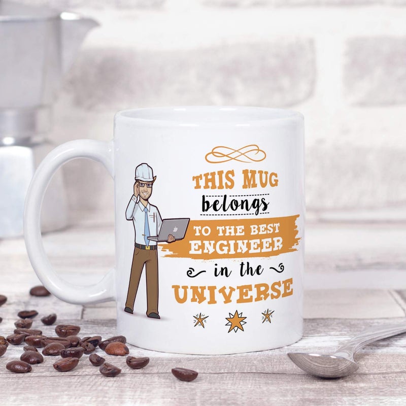 MUGFFINS Engineer Original Mug Cup This Mug Belongs to The Best Engineer in The Universe - 11 oz Ceramic - Image 2