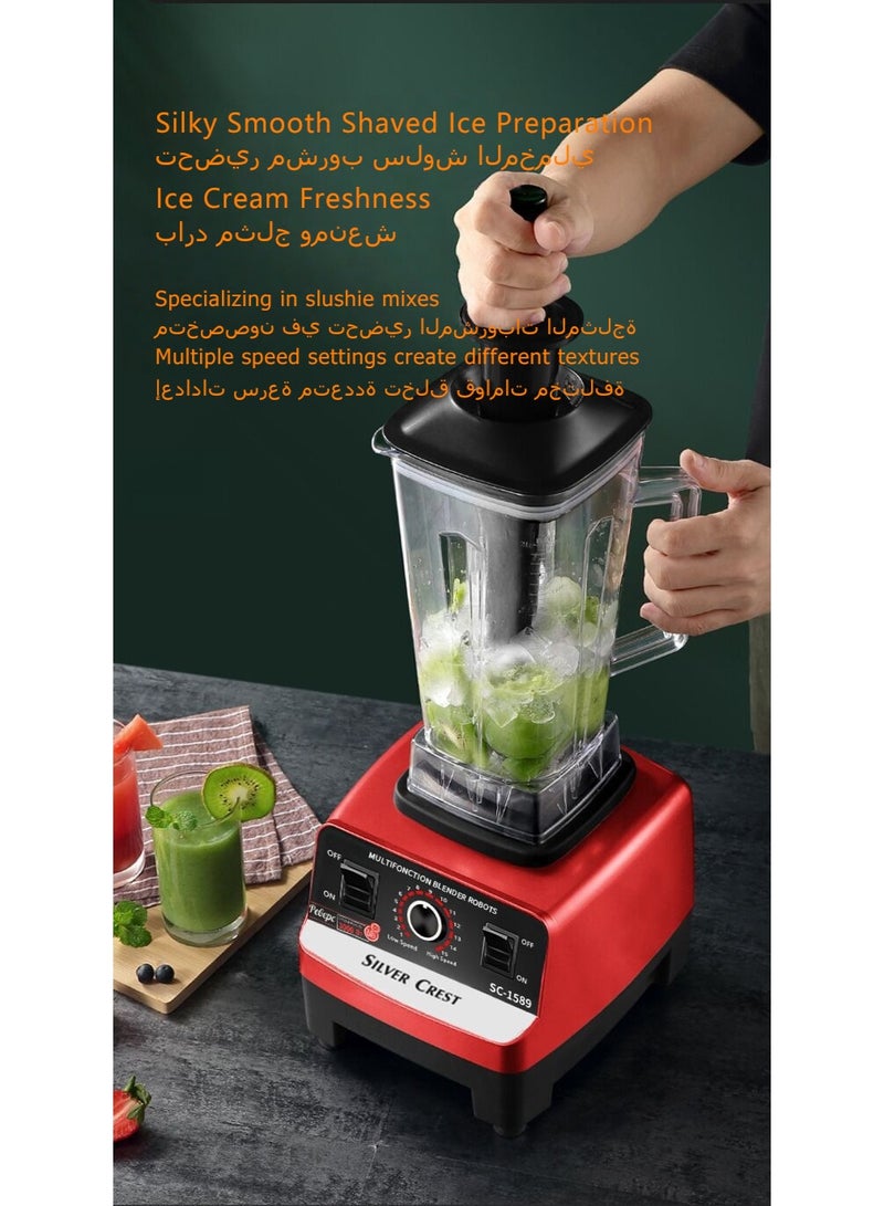 سيلفر كريست اثنين في واحد مطبخ خلاط كهربائي متعدد الوظائف للأغذية ، ومجهزة خلاط قوي وطحن كوب ، والتي يمكن استخدامها للحبوب والتوابل . 2 لتر عصير النازع هو مناسبة لصنع عصير ، يهز ، يهز ، سحق مكعبات الثلج والمكسرات . - Image 3