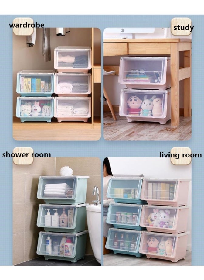 Golden 3 Piece Multi-Function Storage Box, Stackable Storage Box with Dust Cover and Wheels for Easy Movement Suitable for Any Corner of The Home, for Clothing, Toys, Books, Medicines, Home, Office  - Image 3