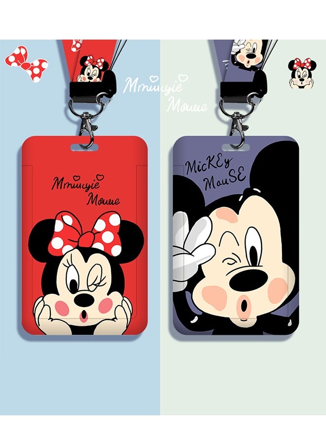 Minnie Mouse and Mickey Mouse Student ID Card Identification Card, With Lanyard Card Holder - Image 4