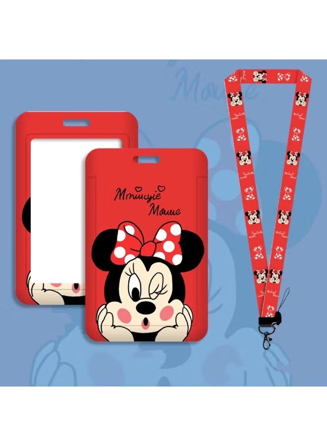 Minnie Mouse and Mickey Mouse Student ID Card Identification Card, With Lanyard Card Holder - Image 2