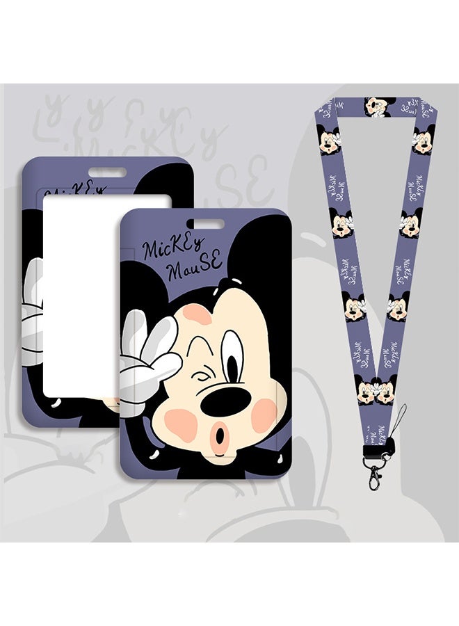 Minnie Mouse and Mickey Mouse Student ID Card Identification Card, With Lanyard Card Holder - Image 3