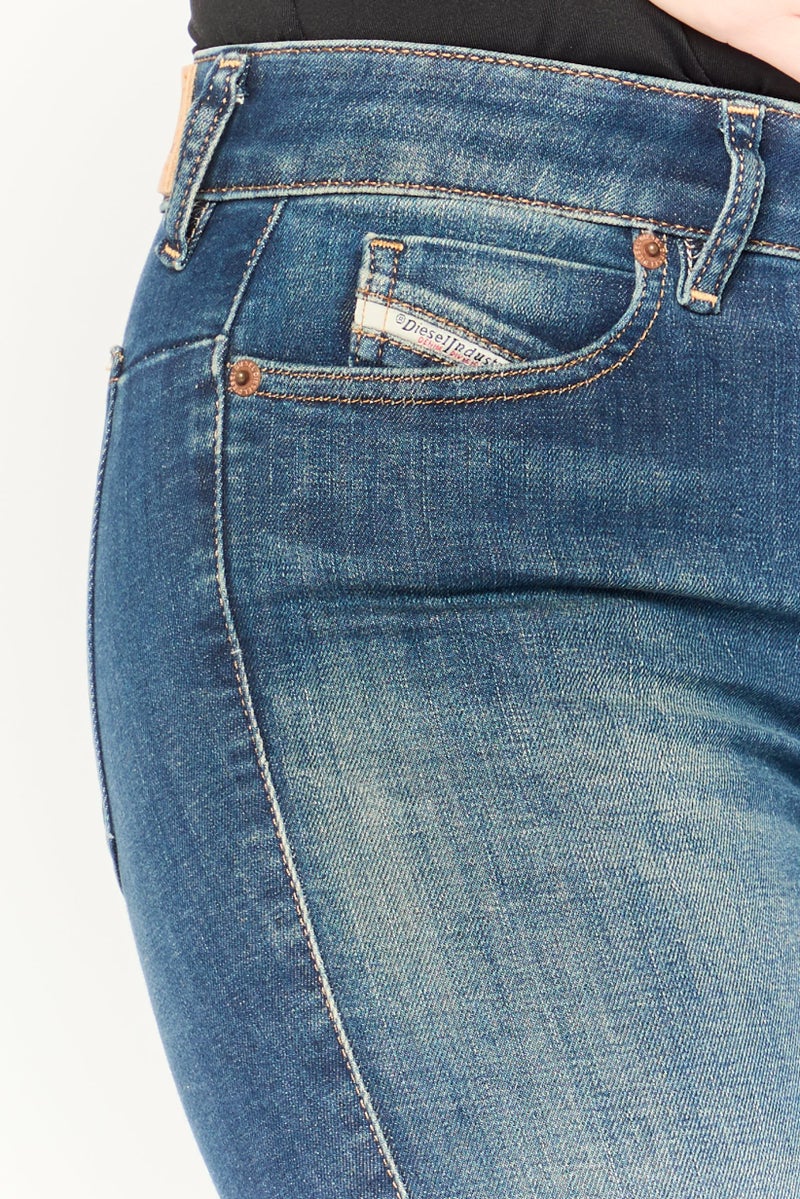 DIESEL Women Slim Fit Wash Stretchable Jeans, Blue - Image 3