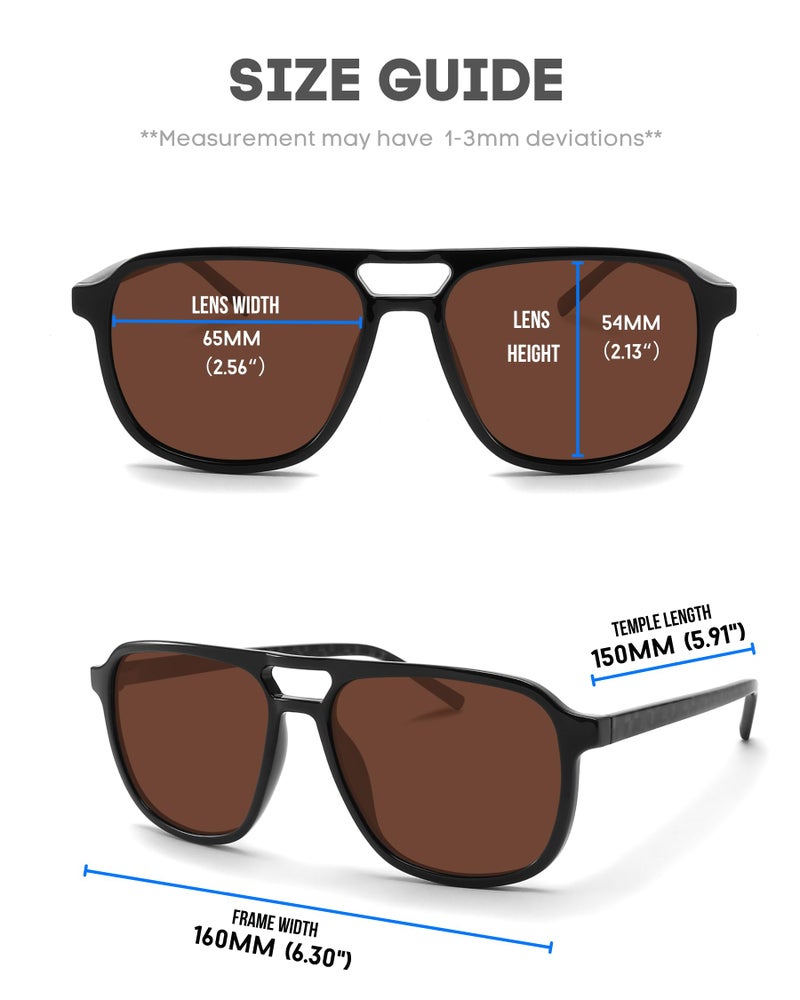 PRIVEL XXL Size Extra Large 160MM Polarized Double Bridge Retro Aviator Sunglasses Big Wide Heads Men UV400 Protection (PMX013P-7) - Image 5
