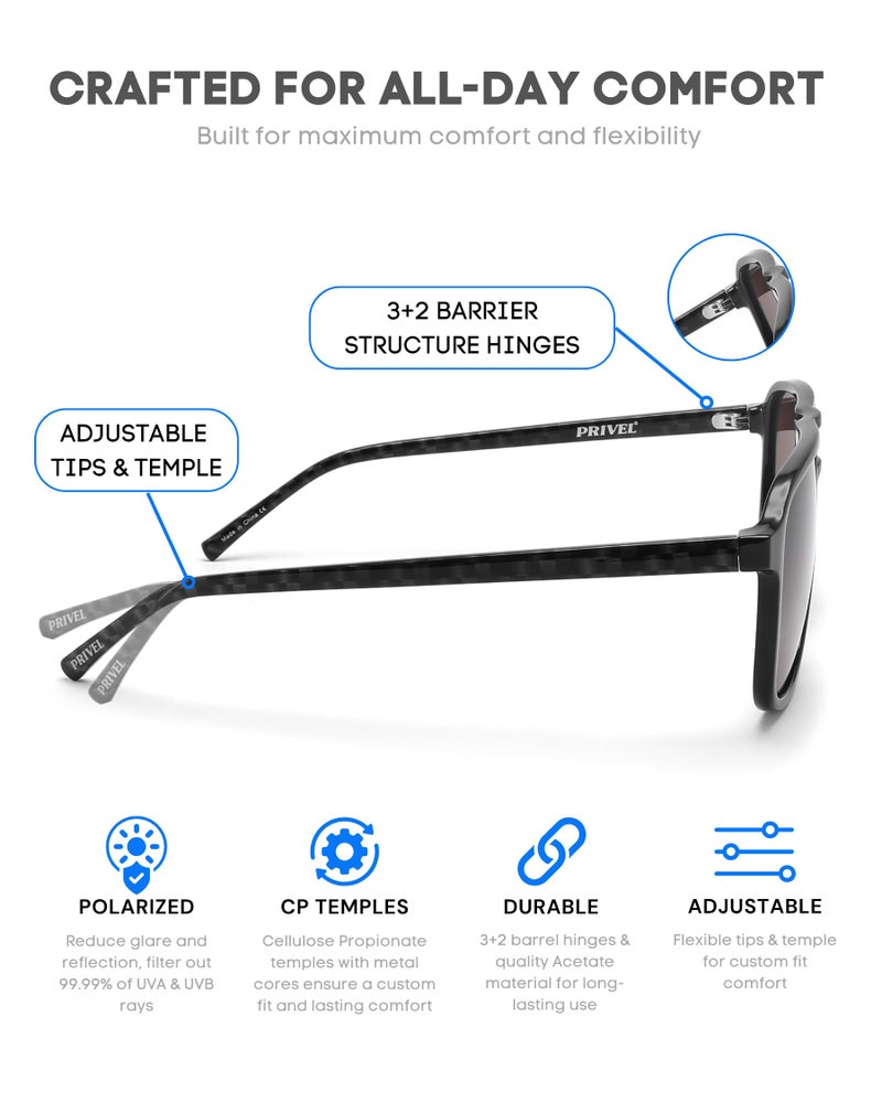 PRIVEL XXL Size Extra Large 160MM Polarized Double Bridge Retro Aviator Sunglasses Big Wide Heads Men UV400 Protection (PMX013P-7) - Image 3