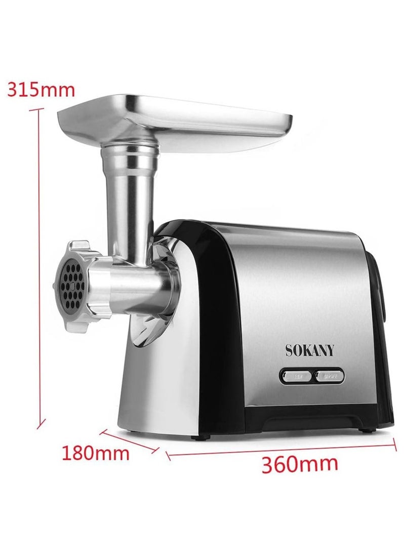 sokany - Sokany Electric Meat Grinder SK-088, 3200W Max Power 3200W, 3 in 1 Multifunctional Electric Meat Grinder, Sausage Stuffer, 1 Slicing Blade, 3 Grinding Plates - Image 1