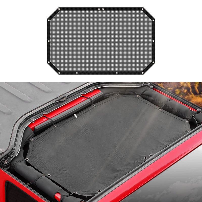 Jimen Front Mesh Sunshade Bikini Top Sun Shade for 2007-2018 Jeep Wrangler JK & Unlimited 2 Door 4 Door, Black