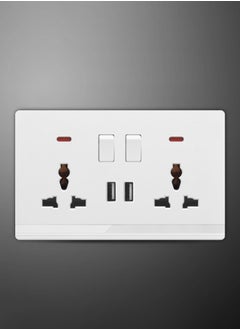 Vmax Double Universal switched socket with 2 USB, 3x3" White/Ivory Finish  - Image 2
