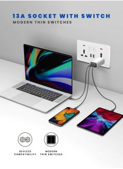 Vmax Double Universal switched socket with 2 USB, 3x3" White/Ivory Finish  - Image 3
