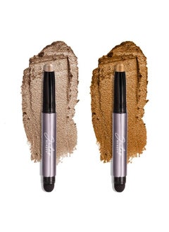 Julep Eyeshadow 101 Crème to Powder Waterproof Eyeshadow Stick Duo Silver Moonlight Metallic & Honey Gold Metallic  - Image 1