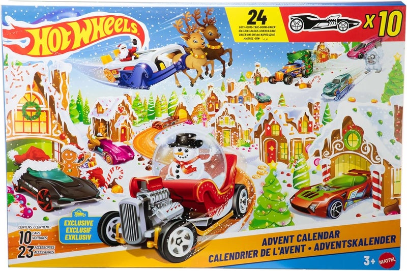 Hot Wheels تقويم عيد الميلاد 2025 من هوت ويلز مع سيارات لعب - Image 1