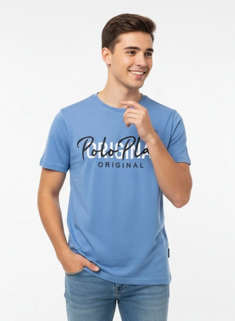 لعب البولو تيشيرت مطبوع للأولاد - أزرق فاتح