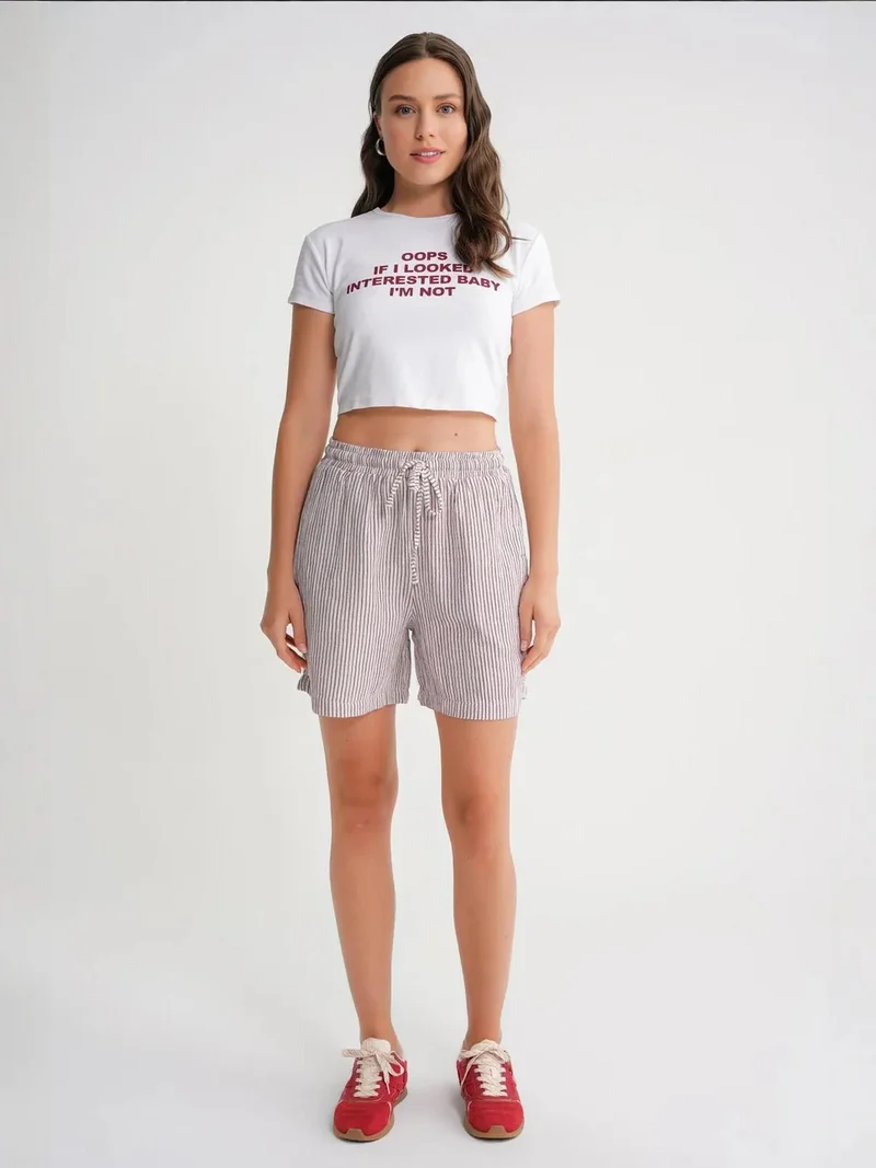 MixRay Mixray High-Waisted Striped Wide Leg Shorts