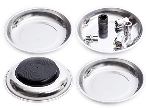 EHOMEA2Z Magnetic Bowl For Screws 4PcMagnetic Bowls For Holding Nuts and Bolts Small PartsPinsToolsPlateDishSetTrayRound 6 - Image 1