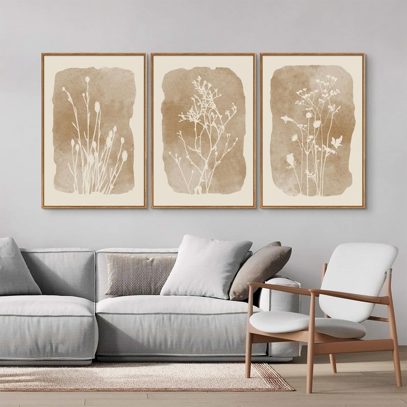 EMODA مجموعة لوحات جدارية قماشية مكونة من 3 قطع بإطار خارجي، مقاس كل منها 30 × 40 سم، مطبوعات قماشية مؤطرة فاخرة لغرفة المعيشة وغرفة النوم والمكتب وديكور المنزل، مجموعة فنية حديثة لتزيين الجدران - Image 3