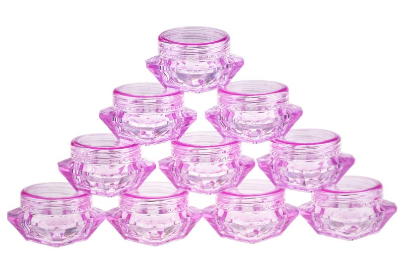 Wowlife 50Pcs 5 Gram/5 ML Cosmetic Sample Empty Container Diamond Plastic Jars for Cream, Eye Shadow, Nails, Powder, Jewelry, Lip balms, Toners 