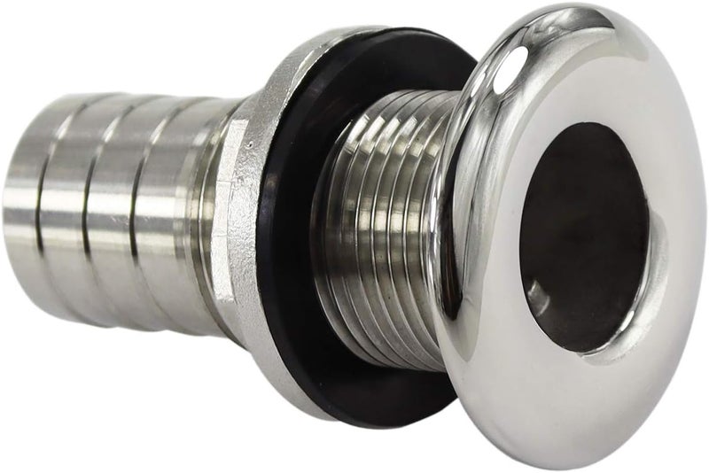 keehui 316 Stainless Steel Durable Combo Stainless Steel Thru-Hull Fitting w/Nut with Custom Gasket Boat Plumbing Fittings for Boats, Yachts, Marine - Image 1