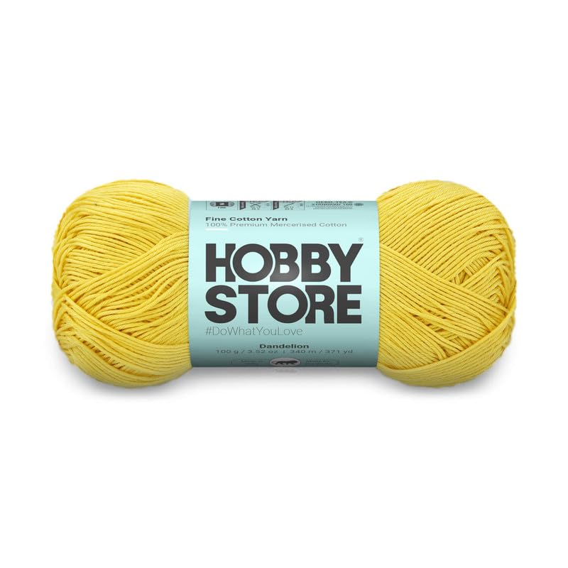 Hobby Store Cotton – Fine Yarn – 100% Mercerised Cotton Fine Yarn for Crochet & Knitting Lace and Amigurumi (1 ball/100 g) - 214 Dandelion | Magic Needles - Image 1