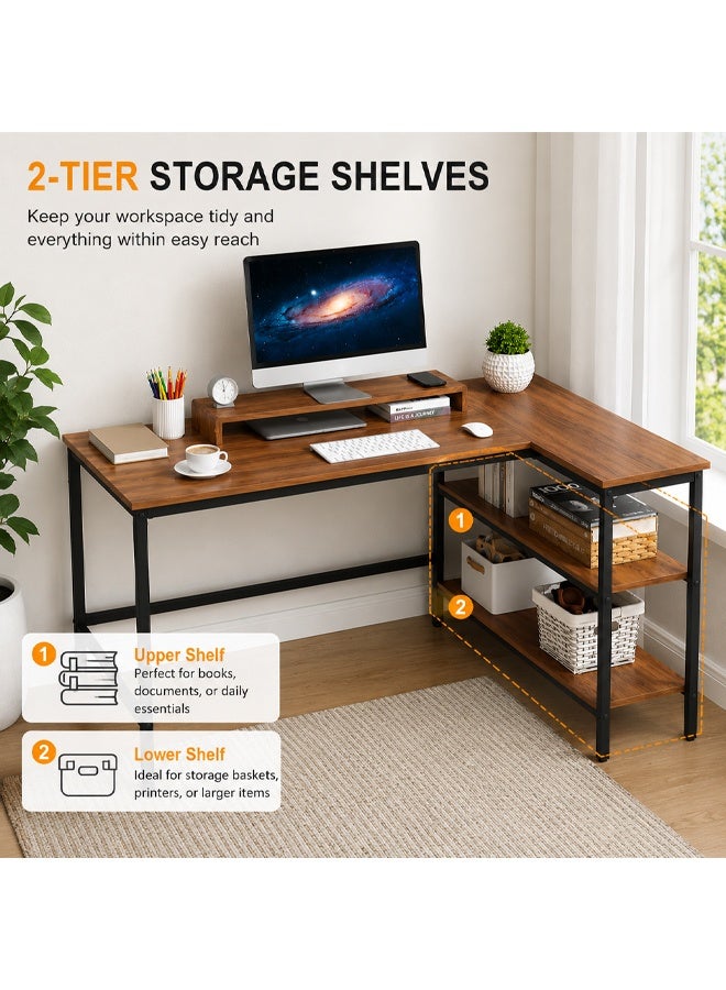 NKX L Shaped Computer Desk with Storage Shelves, Modern Home Office Desk for Laptop & PC, Space Saving Corner Study Table for Students, Gaming Desk for Bedroom and Workstation - Image 5
