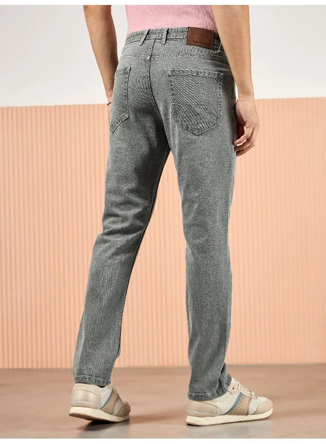 بيونغ جينز قطن لايكرا رمادي فاتح بقصة عادية للرجال