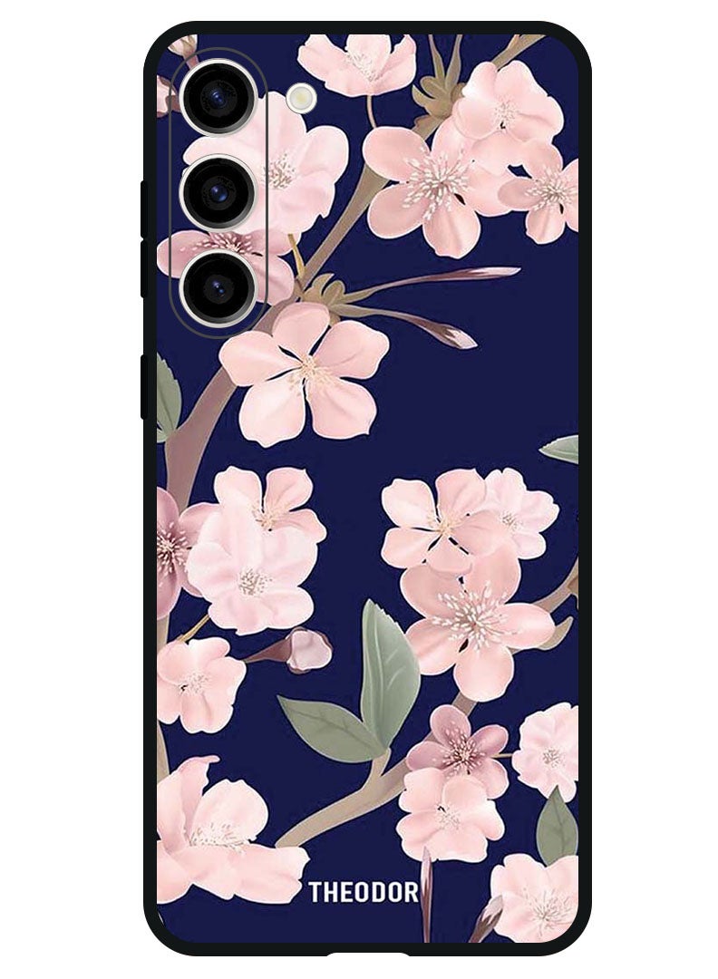 Theodor Protective Case Anti Scratch Shock Proof Bumper Cover For Samsung Galaxy S23 FE Pink Flowers In Blue Background - Image 1