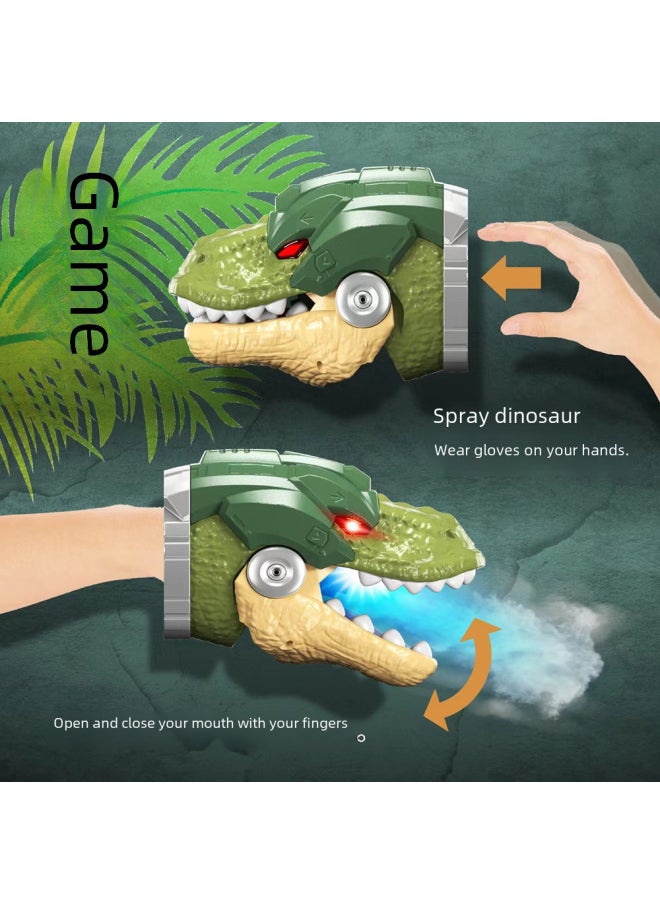 Generic - Large Dinosaur Hand Puppet Simulation Animal Model Children Boy's Ackylosaurus Triangle Tyrannosaurus Rex Gloves Dinosaur Head Toy-Color:Spray Dinosaur Gloves (English Color Box) - Image 1