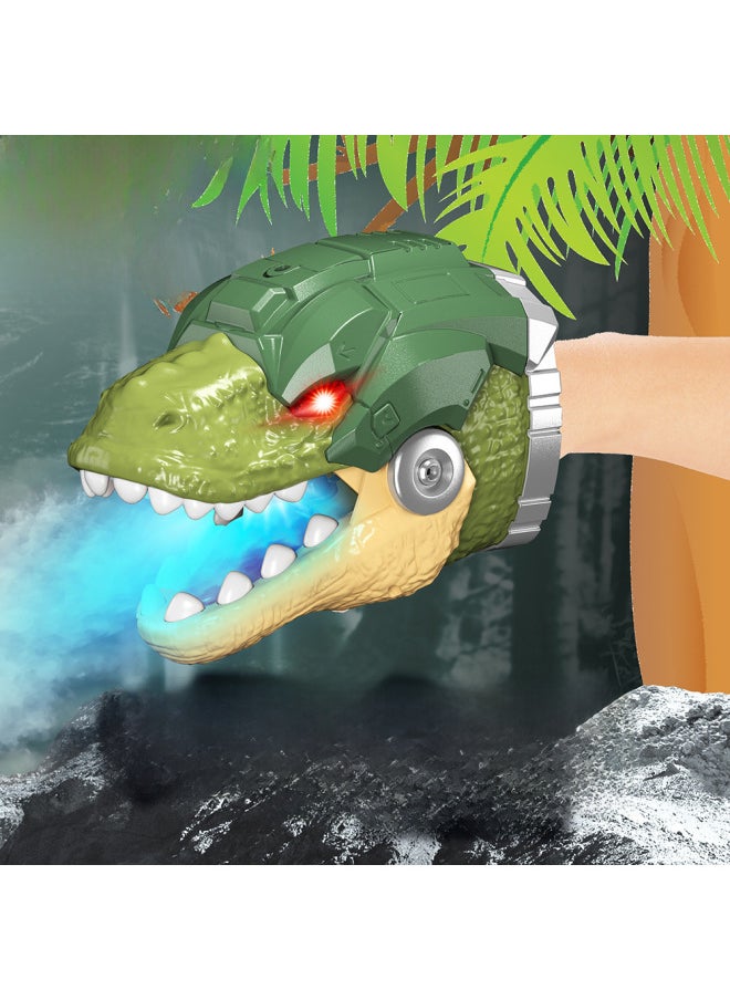 Generic - Large Dinosaur Hand Puppet Simulation Animal Model Children Boy's Ackylosaurus Triangle Tyrannosaurus Rex Gloves Dinosaur Head Toy-Color:Spray Dinosaur Gloves (English Color Box) - Image 1