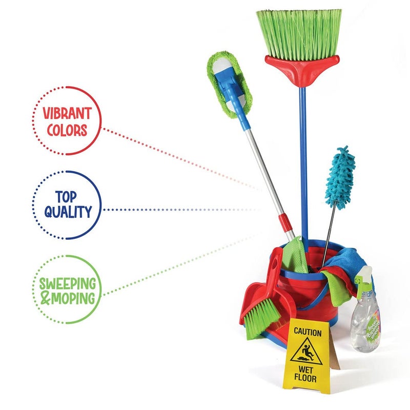 Play22 Kids Cleaning Set 12 Piece - Toy Cleaning Set Includes Broom, Mop, Brush, Dust Pan, Duster, Sponge, Clothes, Spray, Bucket, Caution Sign, - Toy Kitchen Toddler Cleaning Set - Original - Image 4