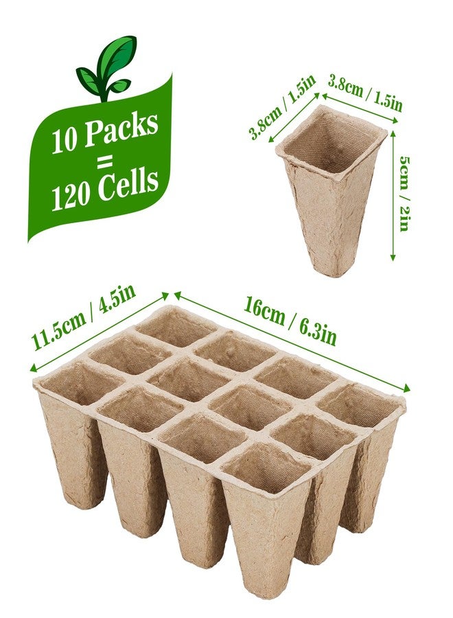 Doter 10 Packs Seedling Starter Trays 120 Cells, Biodegradable Seed Germination Trays Plant Starter Peat Pots for Seedlings - Image 2