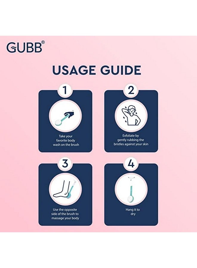 GUBB Bath Brush With Extended Handle - Dual Sided Exfoliating Brush For Cleansing, Gentle Exfoliation, And Invigorating Massage - Soft Nylon Bristles Ideal For Knees, Elbows, And Ankles - Spa-Quality Bathing Experience At Home - Image 3