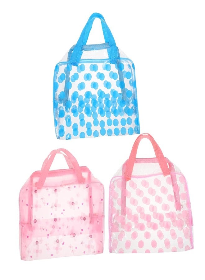 Adaamya® - 3pcs Unisex Multi Color Transparent Clear Cosmetic, Bridal, Makeup, Toiletry, Travel, Sundries Organizer Storage Purse, Bag - Image 1