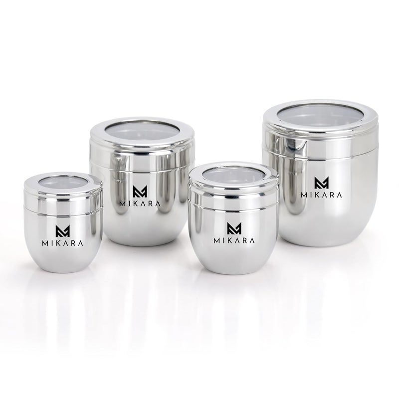 MIKARA Multipurpose Stainless Steel See Thru CanisterDabba set of 4 - Image 1
