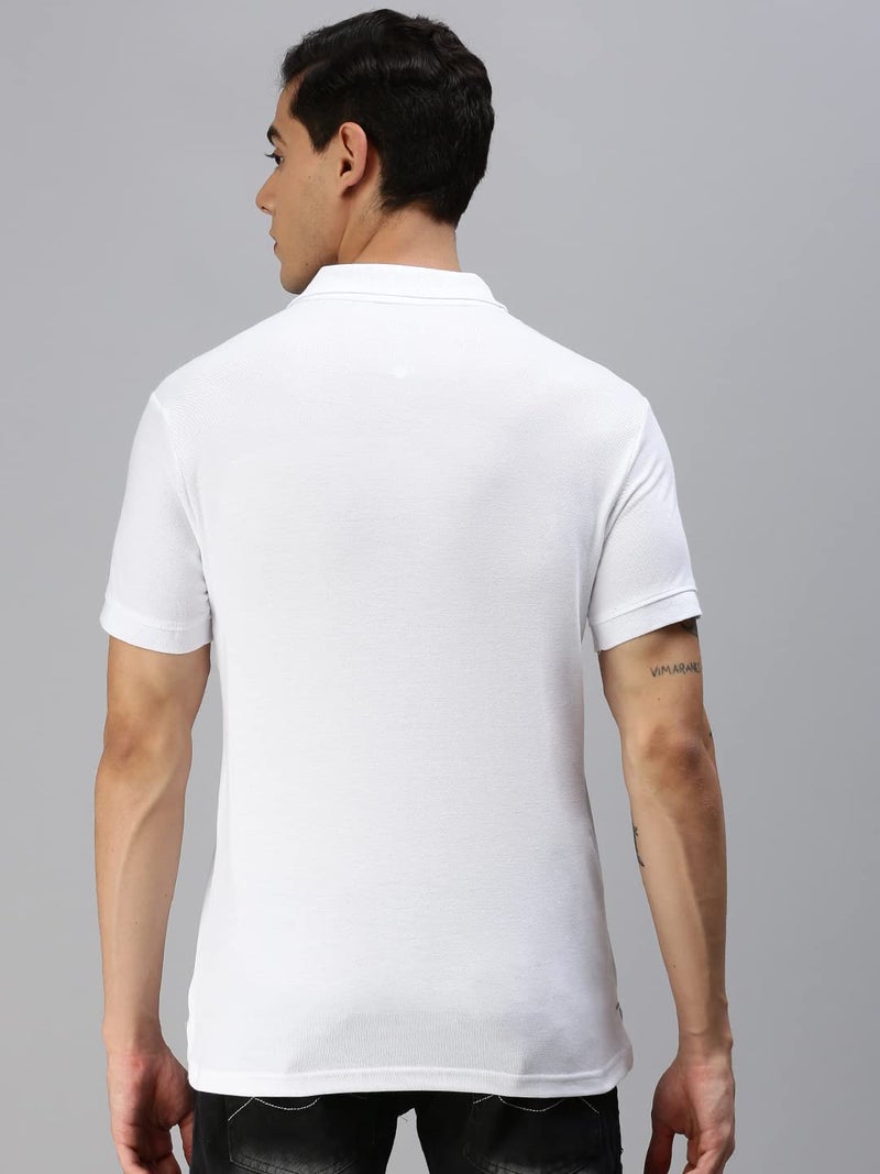ONN Men's White Half Sleeves Polo Collar T-Shirt with Pocket(Size : 4X-Large) - Image 4