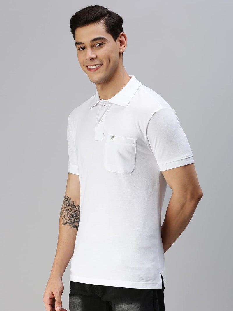 ONN Men's White Half Sleeves Polo Collar T-Shirt with Pocket(Size : 4X-Large) - Image 3