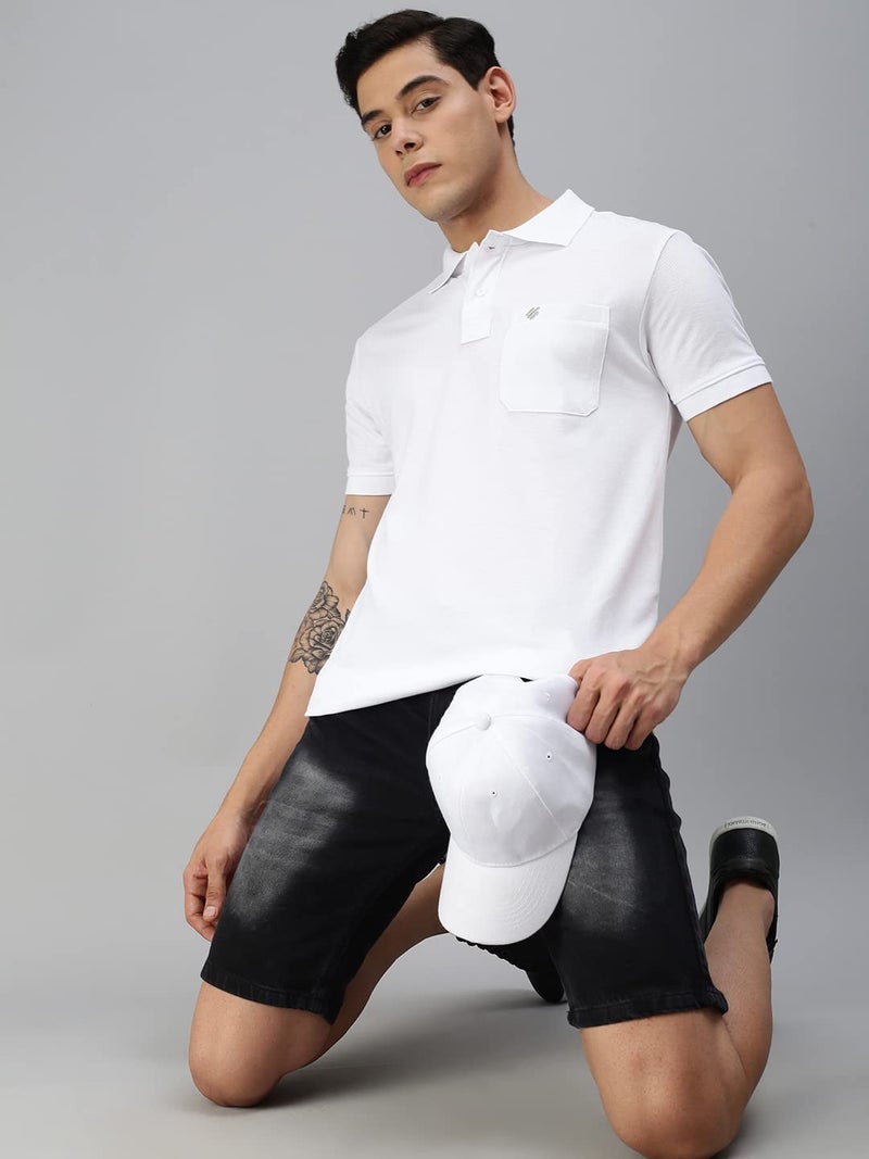ONN Men's White Half Sleeves Polo Collar T-Shirt with Pocket(Size : 4X-Large) - Image 5