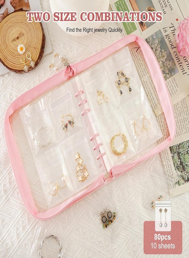 Aldea 60-Pocket Transparent Jewelry Storage Book – Anti-Oxidation Organizer Bag for Earrings, Necklaces, Rings & Bracelets, Portable Earring Book (Pink, 60 Pouches) - Image 5
