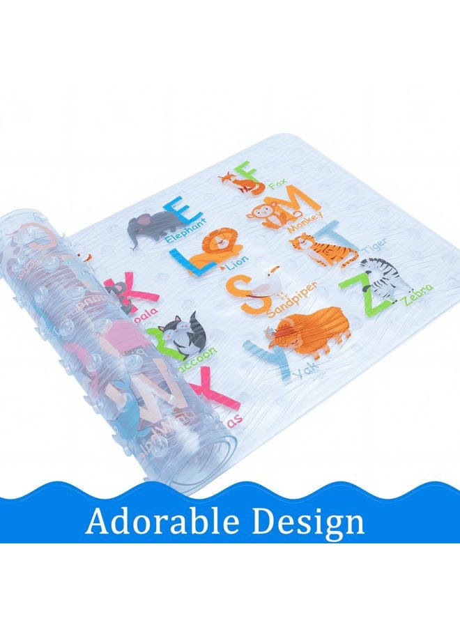 BEEHOMEE Bath Mats for Tub - Large Cartoon Non-Slip Bathroom Bathtub MatAnti-Slip Shower Mats for Floor 88 x 38 cms Machine Washable XL Size Bathroom Mats (Alphabet DWZM) - Image 3