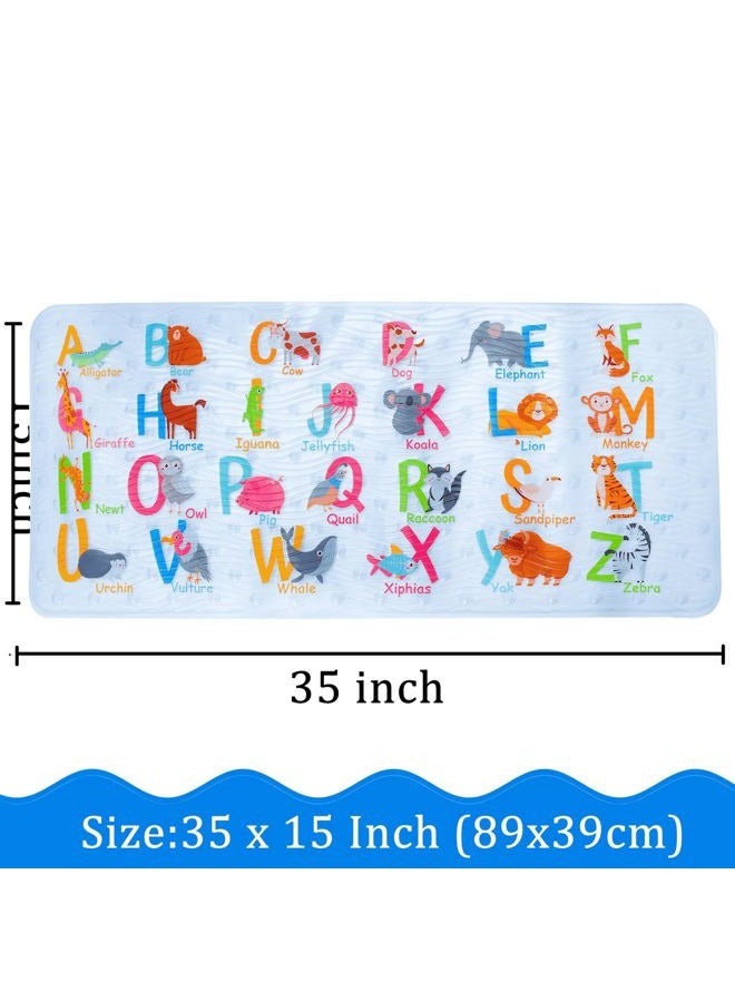 BEEHOMEE Bath Mats for Tub - Large Cartoon Non-Slip Bathroom Bathtub MatAnti-Slip Shower Mats for Floor 88 x 38 cms Machine Washable XL Size Bathroom Mats (Alphabet DWZM) - Image 4