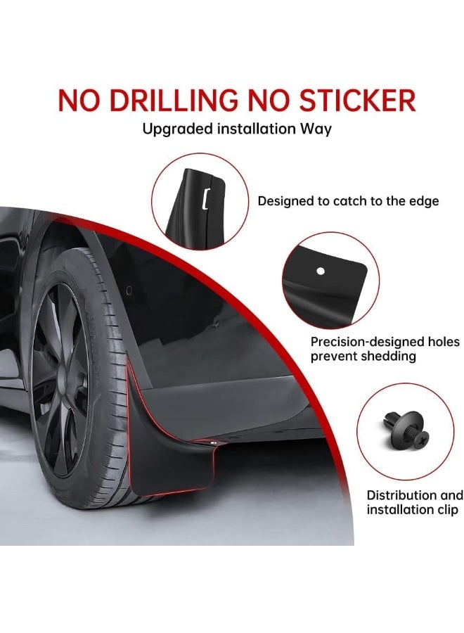 Generic HappyoH 4PCS Car Mud Flaps for Tesla Model 3, True TPE No Drilling Mudflaps Splash Guards Fender Vehicle Sediment Protection Mudguard for Tesla Model 3 Accessories 2016-2023  - Image 2