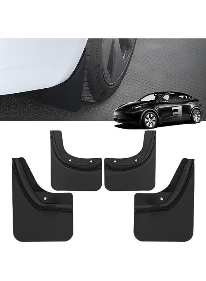 Generic HappyoH 4PCS Car Mud Flaps for Tesla Model 3, True TPE No Drilling Mudflaps Splash Guards Fender Vehicle Sediment Protection Mudguard for Tesla Model 3 Accessories 2016-2023  - Image 1