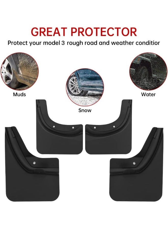 Generic HappyoH 4PCS Car Mud Flaps for Tesla Model 3, True TPE No Drilling Mudflaps Splash Guards Fender Vehicle Sediment Protection Mudguard for Tesla Model 3 Accessories 2016-2023  - Image 4