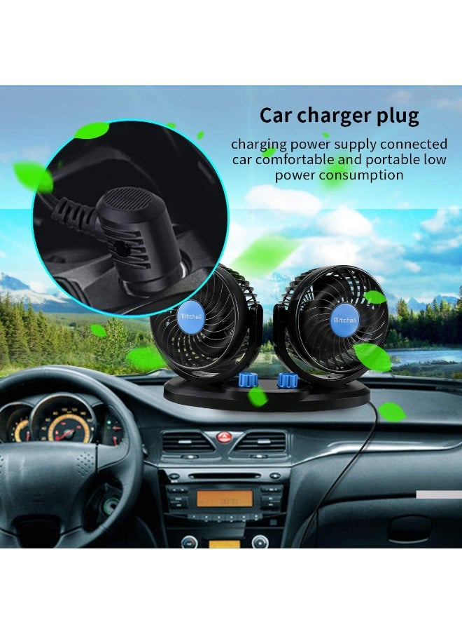 mitchell Autofasters Car Fan 360 Degree Rotatable Dual Head 2 Speed Quiet Strong Dashboard Auto Cooling Air Fan - Universal Fitment for All Cars Color-Black  - Image 5