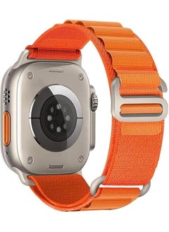 Alpine Loop Nylon Band for Apple Watch - Adjustable Braided Sport Strap with Metal G-Hook for 42mm, 44mm, 45mm, and 49mm Models, Orange