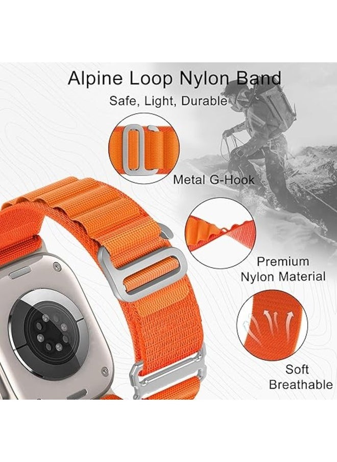 ELTRAZONE - Alpine Loop Nylon Band for Apple Watch - Adjustable Braided Sport Strap with Metal G-Hook for 42mm, 44mm, 45mm, and 49mm Models, Orange - Image 1